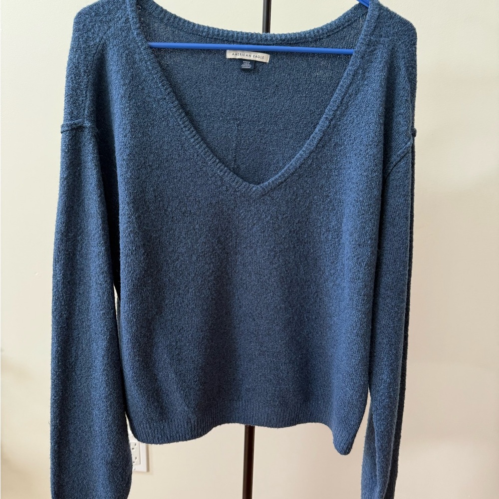 American Eagle Outfitters Deep Blue V-Neck Sweater